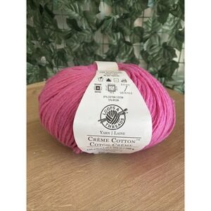 Loops And Threads Crème Cotton Yarn Pink 87% Cotton 13% Nylon 432 Yards 7oz 200g